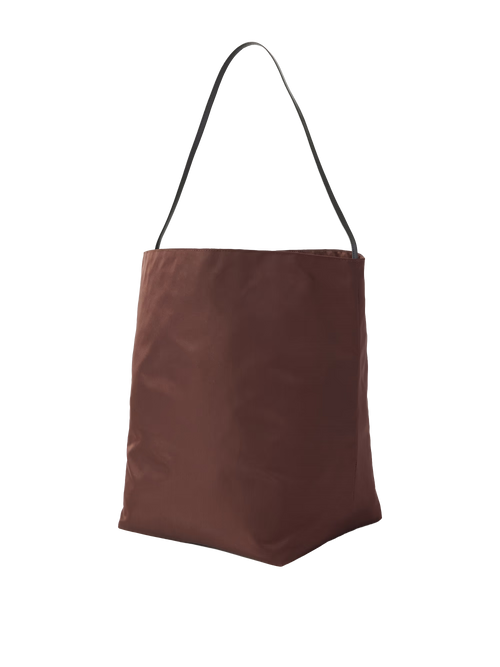 Bucket Leather-Trimmed Shell Tote