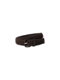 Woven leather-trimmed cord belt