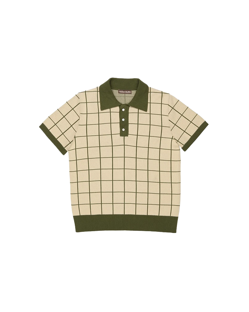 Windowpane Check Polo Shirt