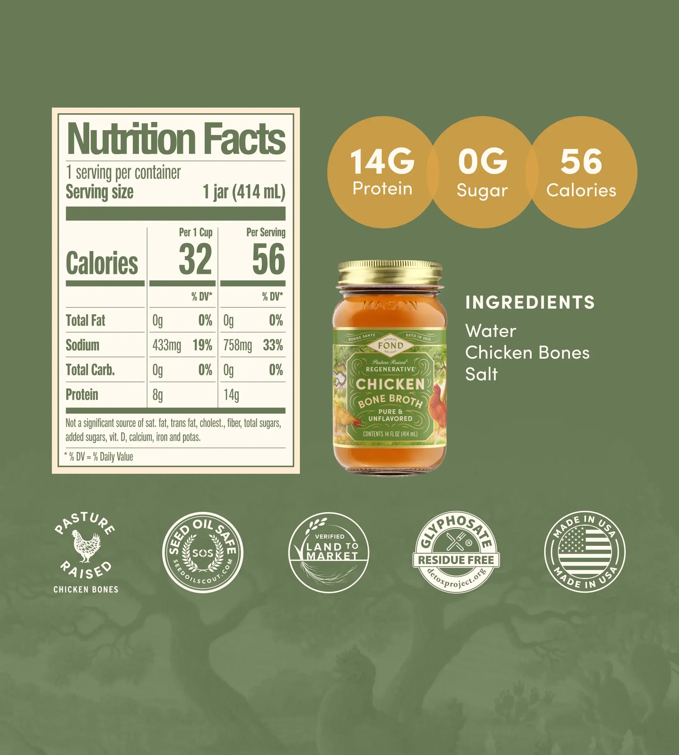 Chicken Bone Broth - Pure & Unflavored