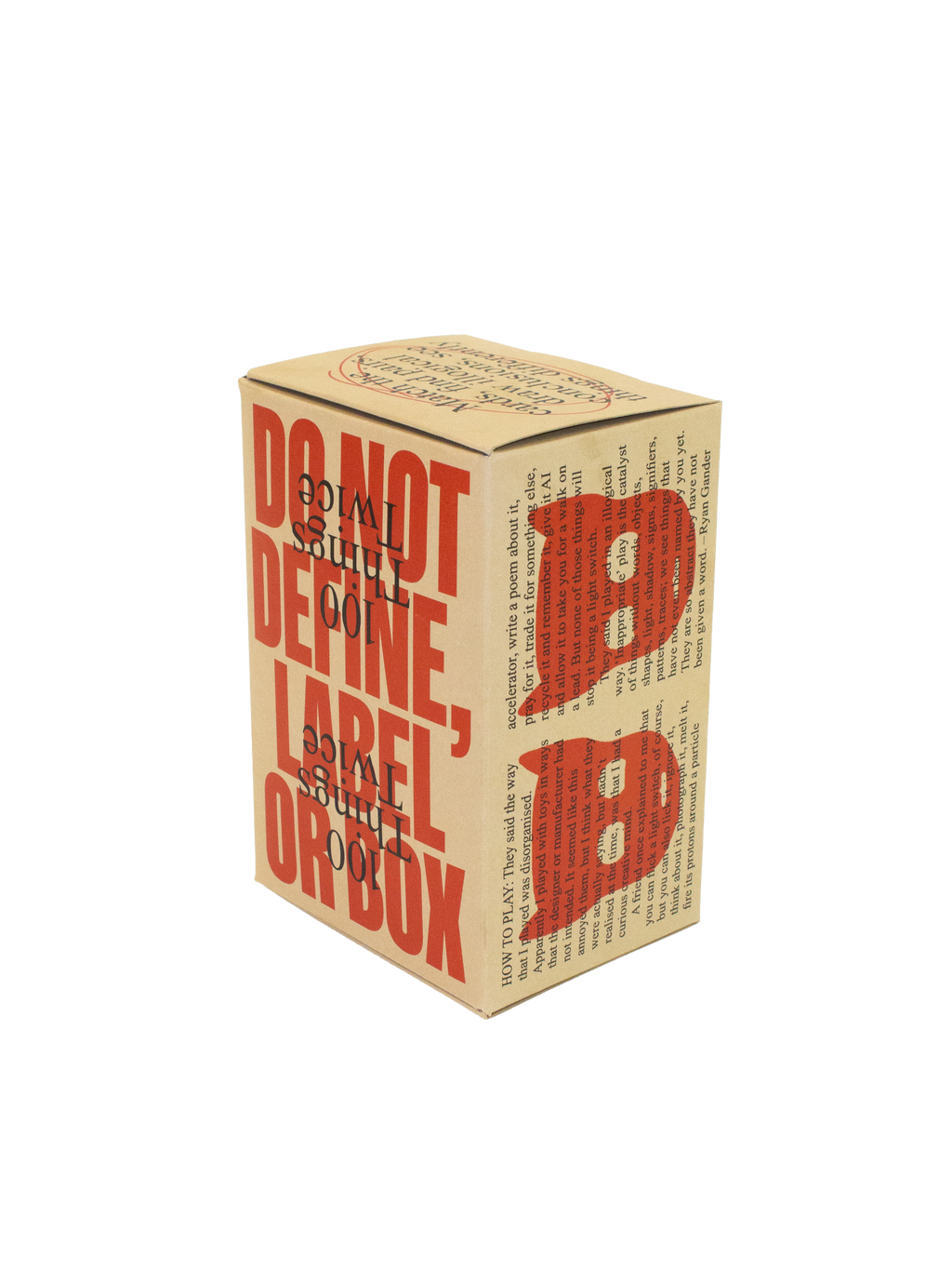 “Do Not Define, Label or Box (100 Things Twice)” Card Set