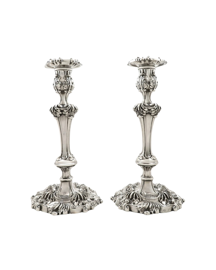 Pair of Antique Georgian Silver Candlesticks